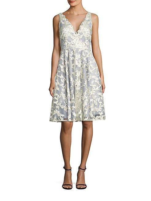 Aidan Mattox - Embroidered Fit-and-Flare Dress