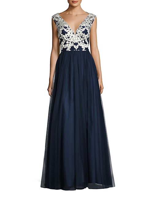 Aidan Mattox - Embroidered Tulle Gown