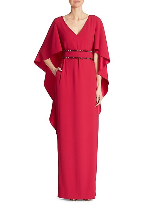 Escada - Beaded Belt Flutter Gown