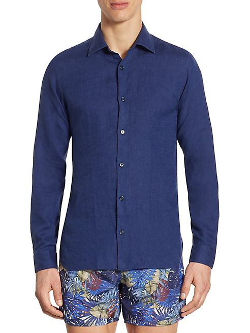 Z Zegna - Linen Button-Front Shirt