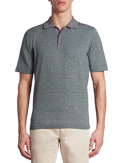 Saks Fifth Avenue Collection - Heathered Short Sleeve Polo