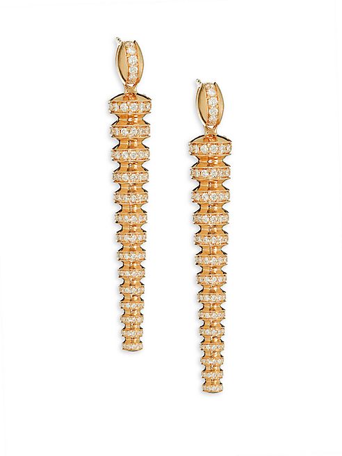 Melissa Kaye - Tori Diamond & 18K Pink Gold Long Drop Earrings