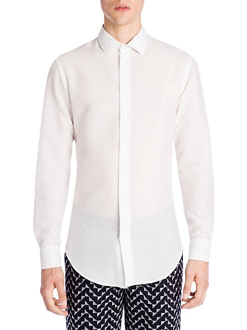 Emporio Armani - Long Sleeve Seersucker Shirt