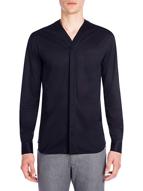 Emporio Armani - Collarless Solid Sport Shirt