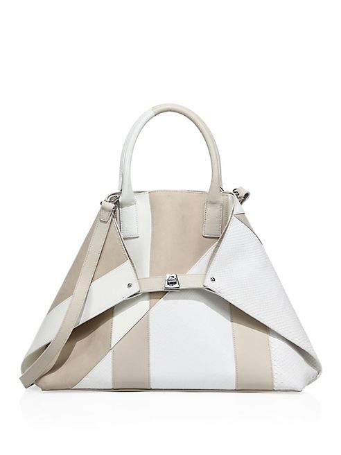 Akris - AI Medium Convertible Python Patchwork Tote