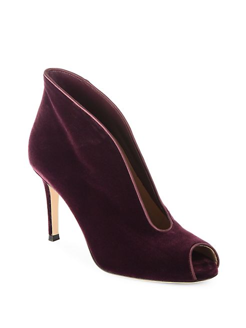 Gianvito Rossi - Velvet U Peep Toe Booties