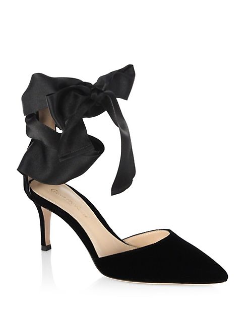 Gianvito Rossi - Velvet Satin Bow d'Orsay Pumps