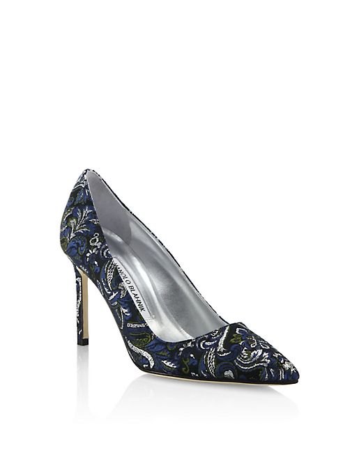 Manolo Blahnik - BB Metallic Brocade Point Toe Pumps