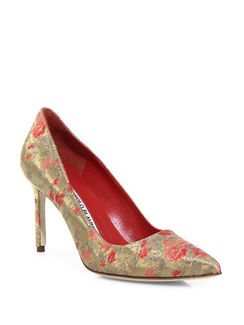 Manolo Blahnik - BB 90 Metallic Point Toe Pumps