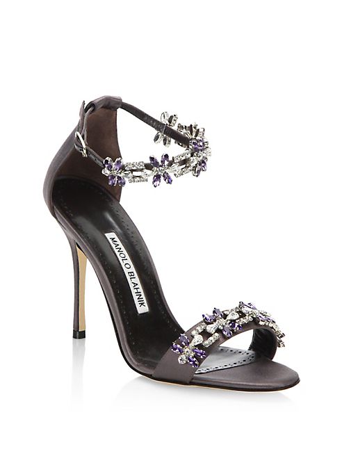 Manolo Blahnik - Firaduo 105 Crystal-Embellished Satin Ankle-Strap Sandals