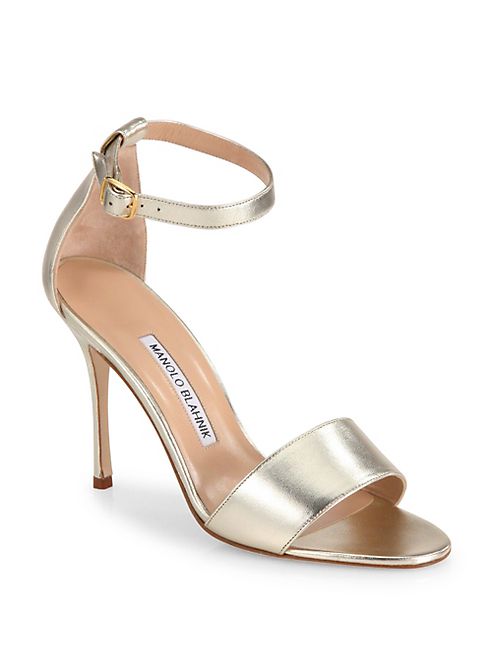 Manolo Blahnik - Tressa 105 Metallic Leather Ankle-Strap Sandals