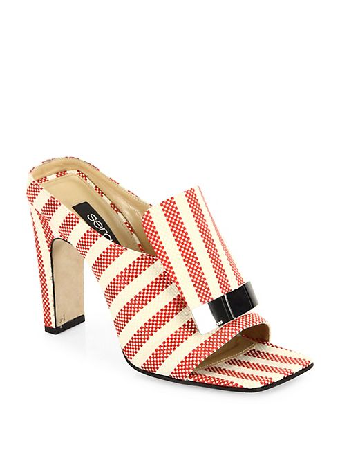 Sergio Rossi - SR1 Portofino Striped Jacquard Sabot Mules