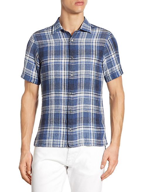 Z Zegna - Plaid Printed Linen Shirt