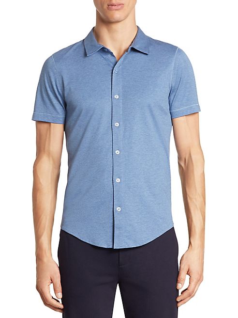 Saks Fifth Avenue Collection - Modern Cotton Short Sleeve Button-Down Shirt