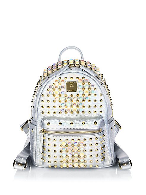 MCM - Stark Pearl Studded Metallic Leather Backpack