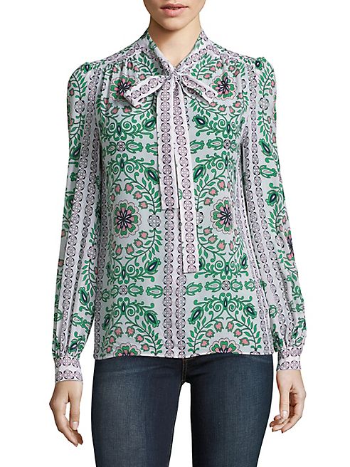 Tory Burch - Kia Silk Tie-Neck Blouse