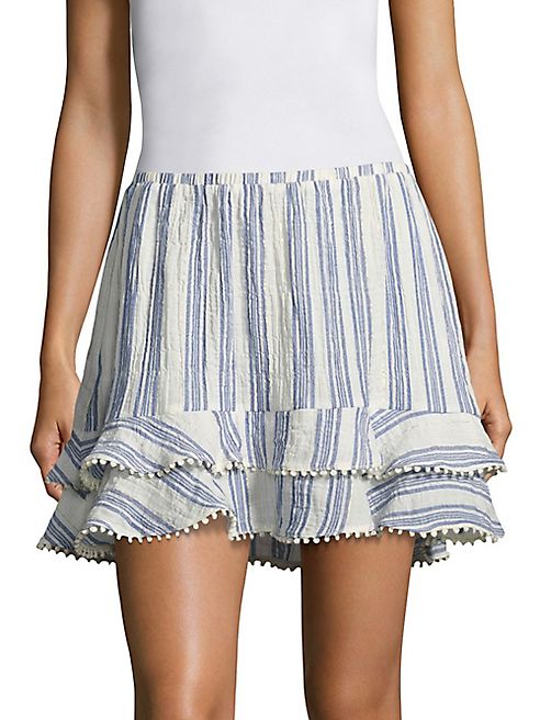 LOVESHACKFANCY - Fiona Striped Ruffled Mini Skirt