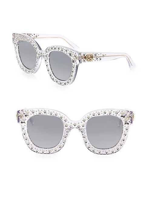 Gucci - Oversize Crystal Star Mirrored Square Sunglasses