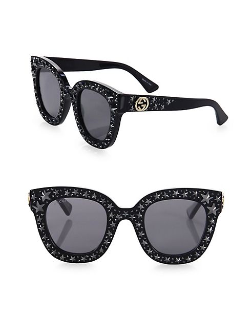 Gucci - Oversize Crystal Star Mirrored Square Sunglasses