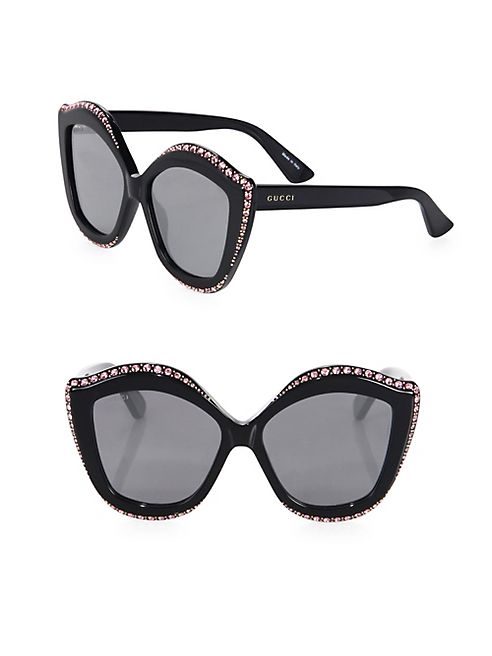 Gucci - Oversize Crystal-Trim Eye Sunglasses