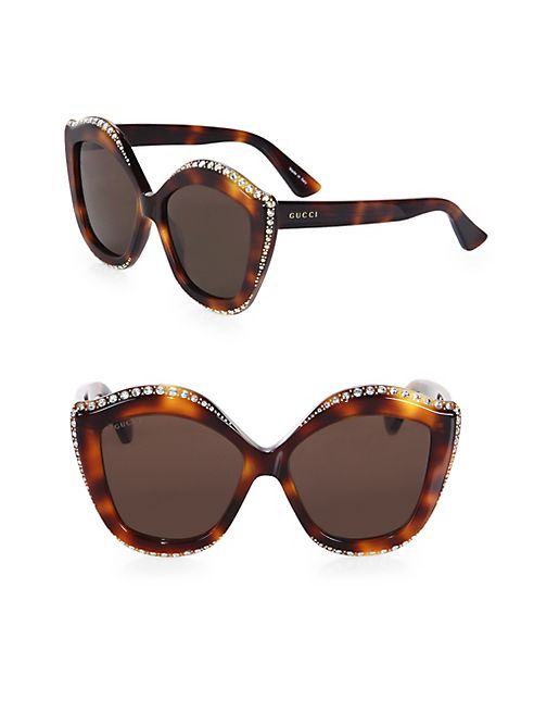 Gucci - Oversize Crystal-Trim Eye Sunglasses