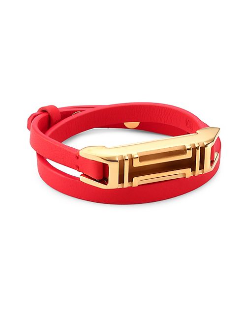 Tory Burch - Tory Burch x Fitbit Double-Wrap Leather Bracelet