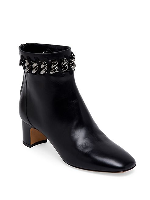 Valentino - Metal-Weave Leather Block Heel Booties