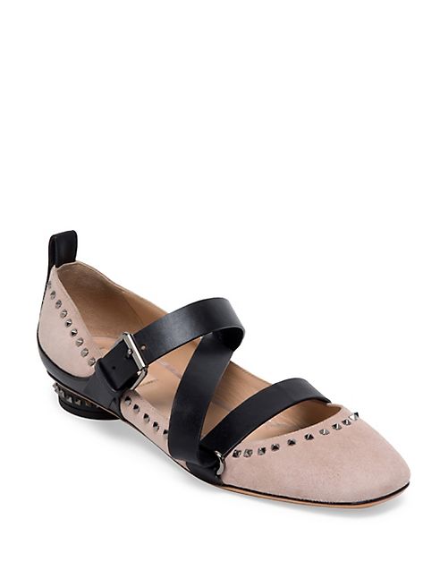 Valentino - V-Punk Suede & Leather Ballet Flats