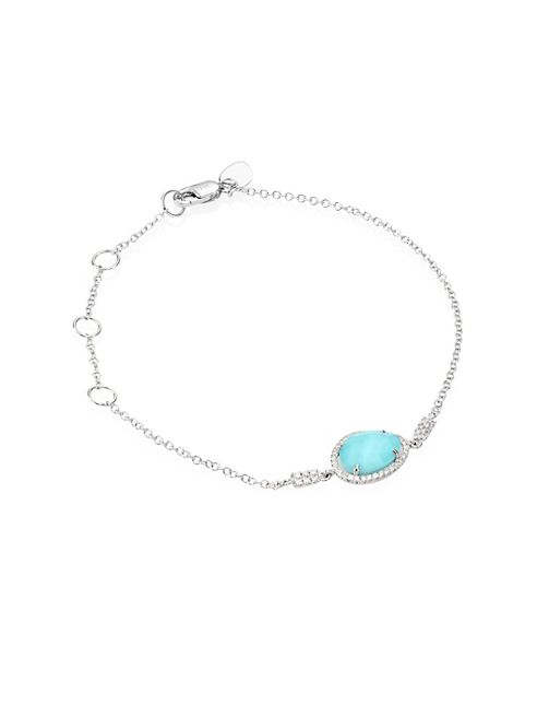 Meira T - Diamond, Turquoise Doublet & 14K White Gold Bracelet