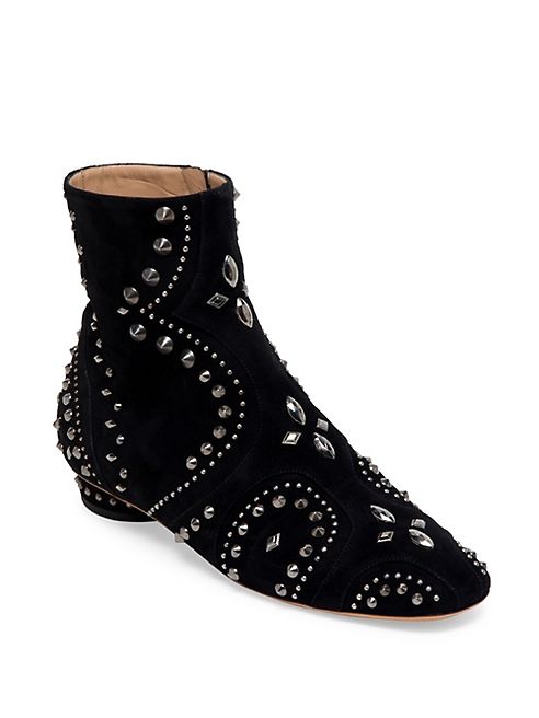 Valentino - Pebbles Studded Suede Booties