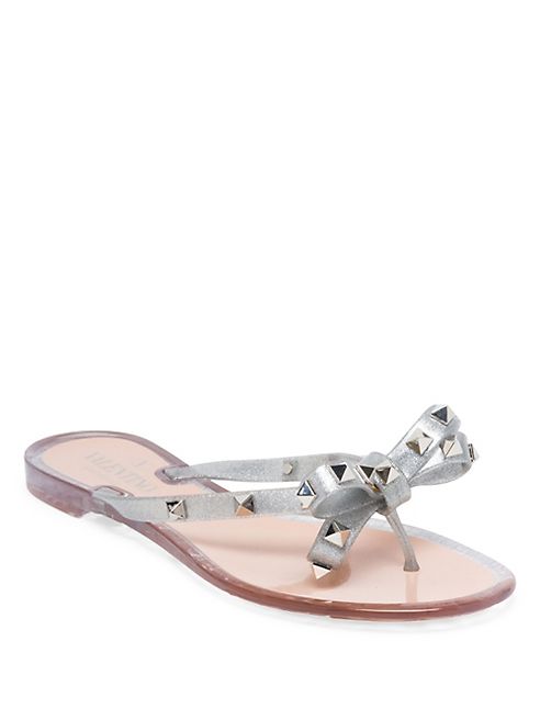 Valentino - Rockstud Metallic Jelly Thong Sandals