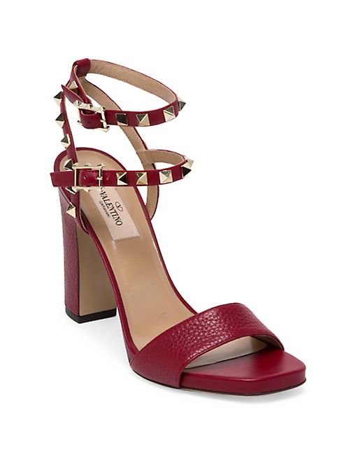 Valentino - Rockstud Leather Ankle-Strap Sandals