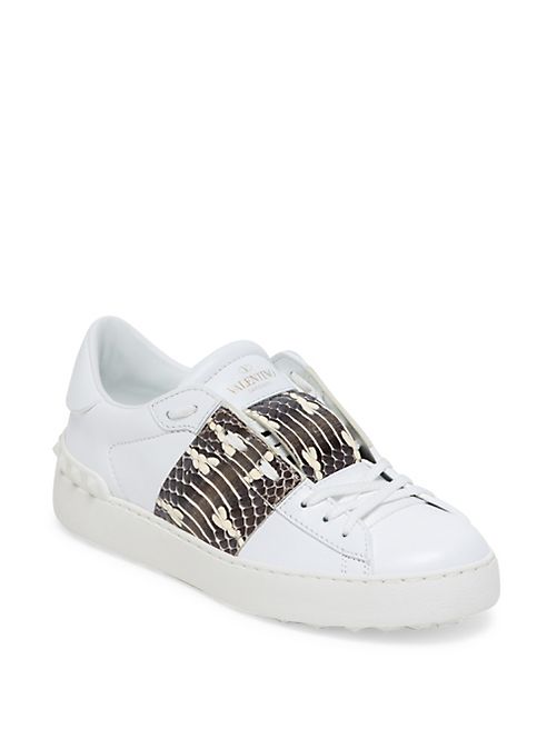 Valentino - Open Snakeskin & Leather Sneakers