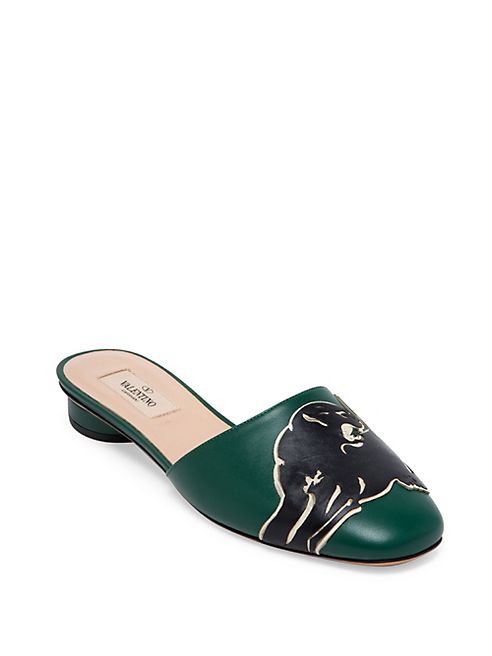 Valentino - Panther Leather Mules