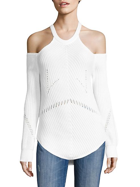 Splendid - Pointelle-Knit Cold-Shoulder Sweater