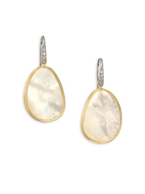 Marco Bicego - Lunaria Diamond, Mother-Of-Pearl & 18K Yellow Gold Drop Earrings