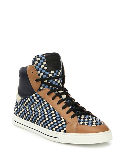 Fendi - Multicolor Woven Leather High-Top Sneakers