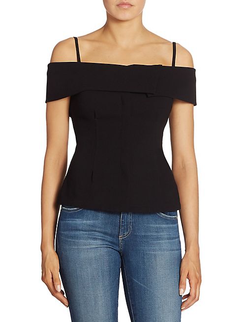 Theory - Bertson Elevate Crepe Cold-Shoulder Top