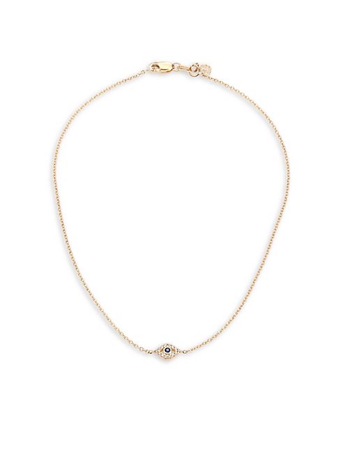 Sydney Evan - Eye Diamond, Blue Sapphire & 14K Yellow Gold Anklet