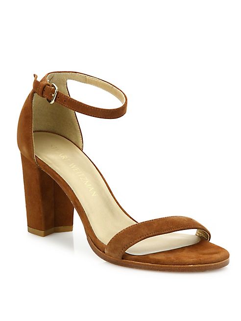 Stuart Weitzman - Nearlynude Suede Block-Heel Sandals