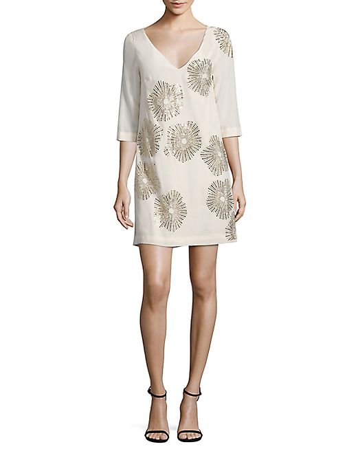 Trina Turk - Glitterati Embellished Silk Shift Dress