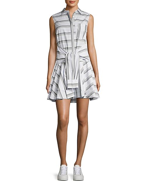 Derek Lam 10 Crosby - Tie-Waist Striped Shirtdress