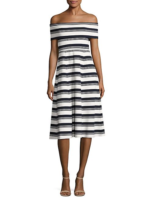 Derek Lam 10 Crosby - Striped Off-The-Shoulder Dress