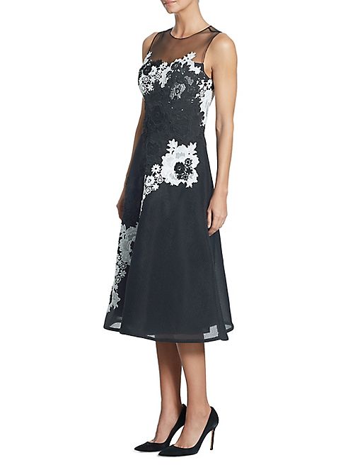 Teri Jon by Rickie Freeman - Illusion Lace & Neoprene Dress