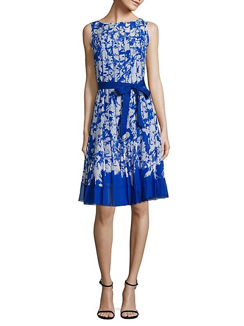 Teri Jon by Rickie Freeman - Belted Pleated Dress