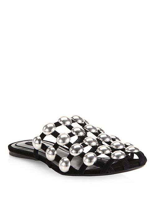 Alexander Wang - Amelia Studded Suede Slide Sandals