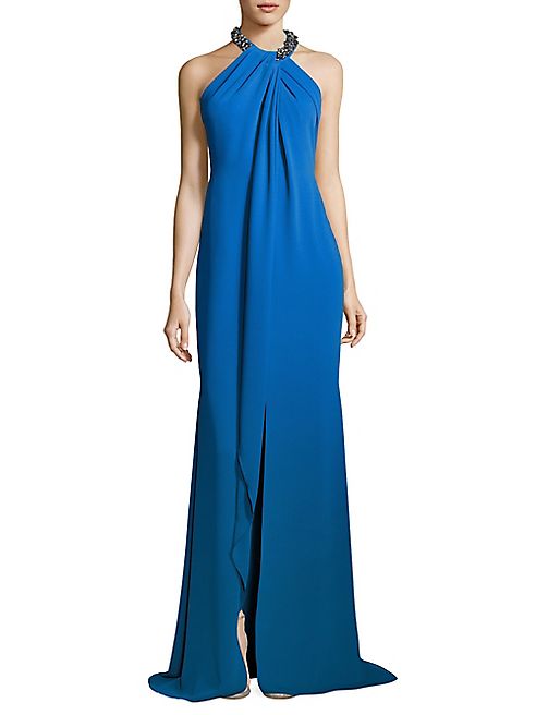 Carmen Marc Valvo - Toga Embellished Neck Gown