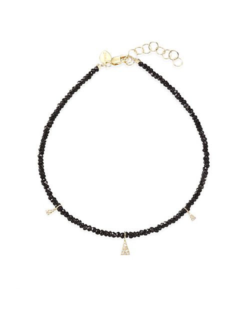 Meira T - Diamond & Black Spinel Beaded Anklet