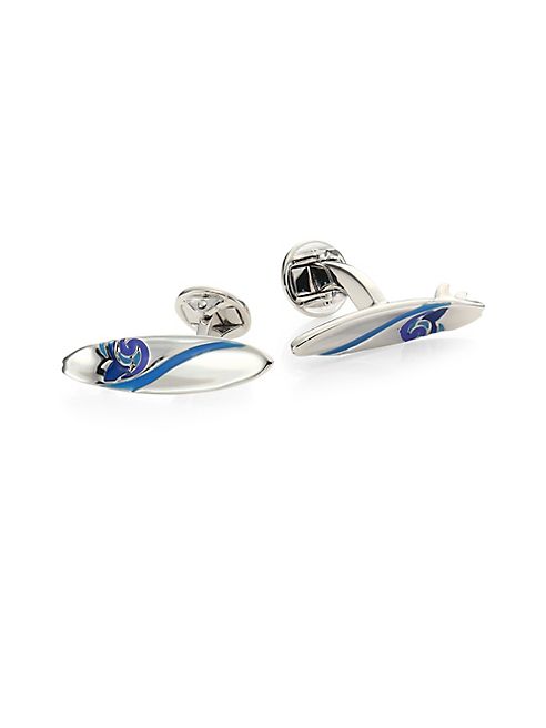 Saks Fifth Avenue Collection - Rhodium-Plated Surfboard Cuff Links