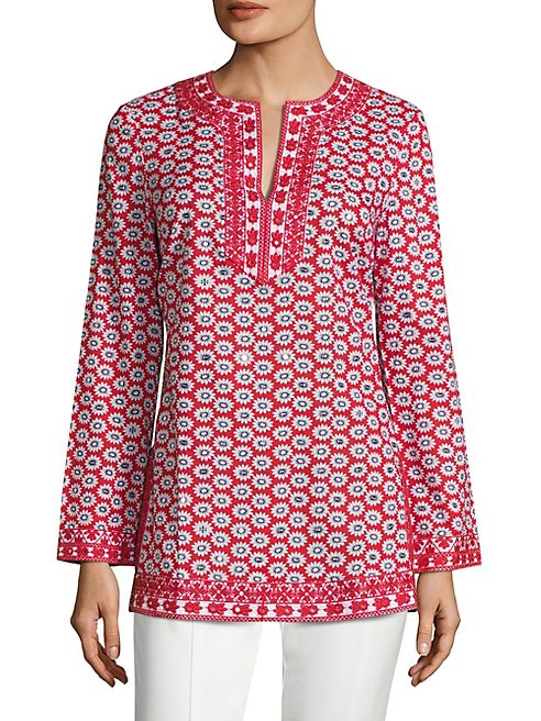 Tory Burch - Jayne Embellished Floral-Print Tunic